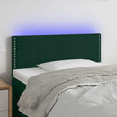 sengegavl med LED-lys 100x5x78/88 cm fløjl mørkegrøn