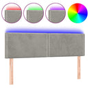 sengegavl med LED-lys 144x5x78/88 cm fløjl lysegrå