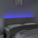 sengegavl med LED-lys 144x5x78/88 cm fløjl lysegrå