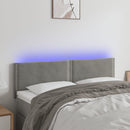sengegavl med LED-lys 144x5x78/88 cm fløjl lysegrå