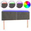 sengegavl med LED-lys 144x5x78/88 cm fløjl mørkegrå