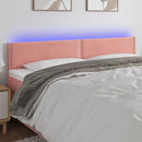 sengegavl med LED-lys 160x5x78/88 cm velour lyserød