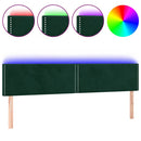 sengegavl med LED-lys 180x5x78/88 cm fløjl mørkegrøn