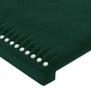 sengegavl med LED-lys 180x5x78/88 cm fløjl mørkegrøn