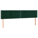 sengegavl med LED-lys 200x5x78/88 cm fløjl mørkegrøn