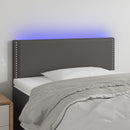sengegavl med LED-lys 100x5x78/88 cm kunstlæder grå