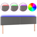 sengegavl med LED-lys 180x5x78/88 cm kunstlæder grå