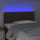 sengegavl med LED-lys 90x5x78/88 cm stof mørkebrun
