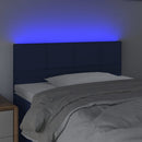 sengegavl med LED-lys 90x5x78/88 cm stof blå