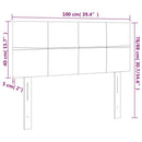 sengegavl med LED-lys 100x5x78/88 cm stof mørkebrun