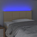 sengegavl med LED-lys 100x5x78/88 cm stof cremefarvet