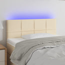 sengegavl med LED-lys 100x5x78/88 cm stof cremefarvet