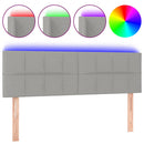 sengegavl med LED-lys 144x5x78/88 cm stof lysegrå