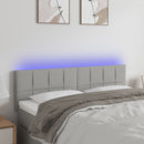 sengegavl med LED-lys 144x5x78/88 cm stof lysegrå