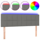 sengegavl med LED-lys 144x5x78/88 cm stof mørkegrå