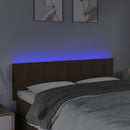 sengegavl med LED-lys 144x5x78/88 cm stof mørkebrun