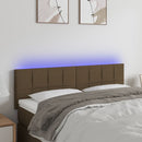sengegavl med LED-lys 144x5x78/88 cm stof mørkebrun