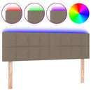 sengegavl med LED-lys 144x5x78/88 cm stof gråbrun
