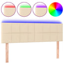 sengegavl med LED-lys 144x5x78/88 cm stof cremefarvet