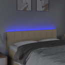 sengegavl med LED-lys 144x5x78/88 cm stof cremefarvet