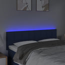 sengegavl med LED-lys 144x5x78/88 cm stof blå