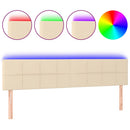 sengegavl med LED-lys 180x5x78/88 cm stof cremefarvet