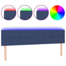 sengegavl med LED-lys 180x5x78/88 cm stof blå