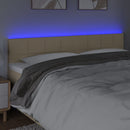 sengegavl med LED-lys 200x5x78/88 cm stof cremefarvet