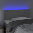 sengegavl med LED-lys 100x5x78/88 cm fløjl lysegrå