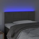 sengegavl med LED-lys 100x5x78/88 cm fløjl mørkegrå