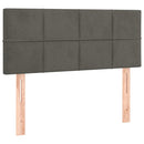 sengegavl med LED-lys 100x5x78/88 cm fløjl mørkegrå