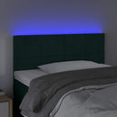 sengegavl med LED-lys 100x5x78/88 cm fløjl mørkegrøn