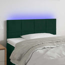 sengegavl med LED-lys 100x5x78/88 cm fløjl mørkegrøn
