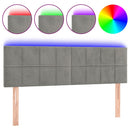 sengegavl med LED-lys 144x5x78/88 cm fløjl lysegrå