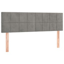 sengegavl med LED-lys 144x5x78/88 cm fløjl lysegrå
