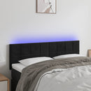sengegavl med LED-lys 144x5x78/88 cm fløjl sort