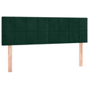 sengegavl med LED-lys 144x5x78/88 cm fløjl mørkegrøn