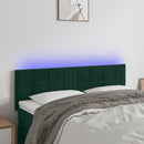 sengegavl med LED-lys 144x5x78/88 cm fløjl mørkegrøn