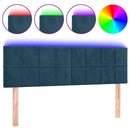 sengegavl med LED-lys 144x5x78/88 cm fløjl mørkeblå