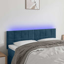 sengegavl med LED-lys 144x5x78/88 cm fløjl mørkeblå