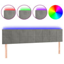 sengegavl med LED-lys 160x5x78/88 cm fløjl lysegrå