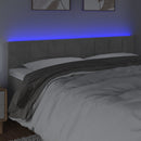 sengegavl med LED-lys 160x5x78/88 cm fløjl lysegrå