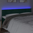 sengegavl med LED-lys 160x5x78/88 cm fløjl mørkegrøn