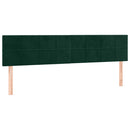 sengegavl med LED-lys 160x5x78/88 cm fløjl mørkegrøn