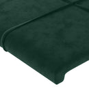 sengegavl med LED-lys 180x5x78/88 cm fløjl mørkegrøn