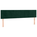 sengegavl med LED-lys 200x5x78/88 cm fløjl mørkegrøn