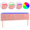 sengegavl med LED-lys 200x5x78/88 cm velour lyserød