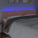 sengegavl med LED-lys 200x5x78/88 cm velour lyserød