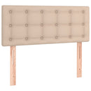 sengegavl med LED-lys 90x5x78/88 cm kunstlæder cappuccinofarvet