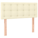 sengegavl med LED-lys 100x5x78/88 cm kunstlæder cremefarvet